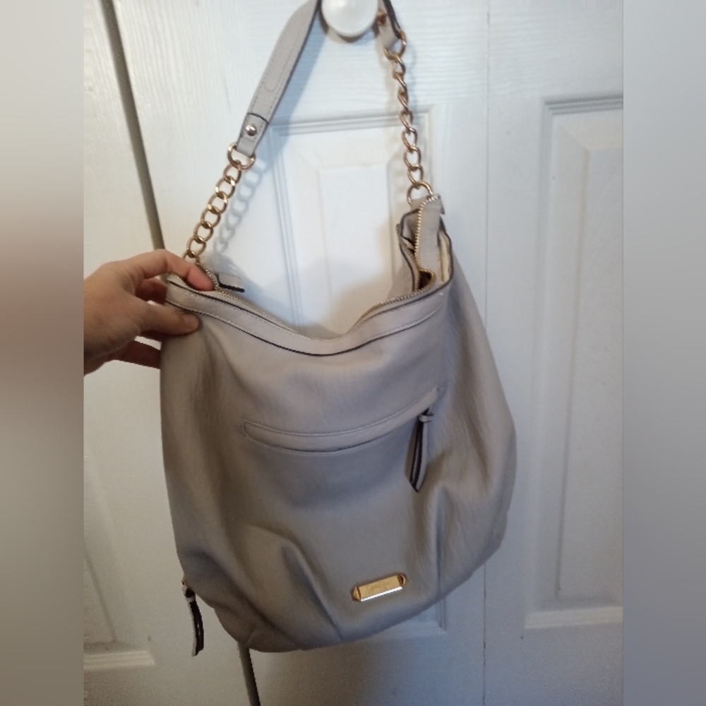 Jessica Simpson Cream Shoulder Bag with Gold Accents